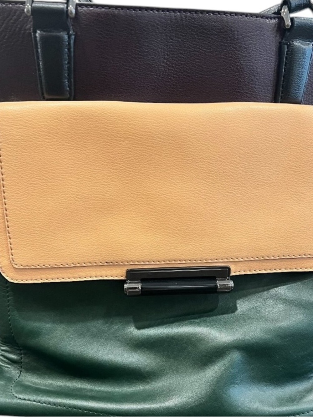 DIANE VON FURSTENBERG DVF Highline Colorblock Leather Tote Bag Laptop Work - Picture 3 of 16